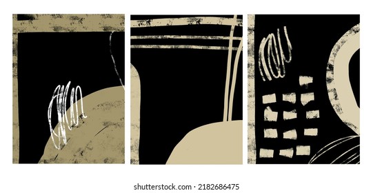 Creative texture with abstract brush strokes, freehand bright colors geometric elements, shapes. Aesthetic contemporary collage. Trendy set design
