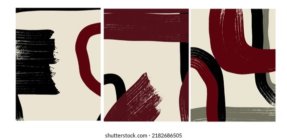 Creative texture with abstract brush strokes, freehand bright colors geometric elements, shapes. Aesthetic contemporary collage. Trendy set design
