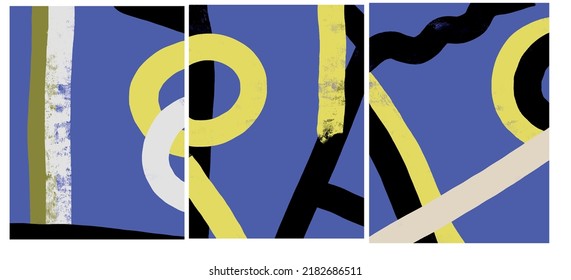 Textura creativa con trazos abstractos de pincel, elementos geométricos de colores brillantes a mano libre, formas. Collage estético contemporáneo. Diseño de conjuntos de moda
