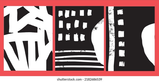 Creative texture with abstract brush strokes, freehand bright colors geometric elements, shapes. Aesthetic contemporary collage. Trendy set design
