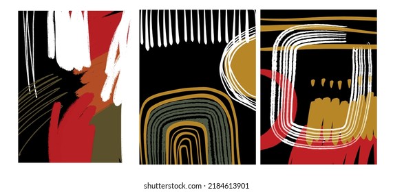 Creative texture with abstract brush strokes, freehand colors geometric elements, shapes. Aesthetic contemporary collage. Trendy set design. Minimalism and simple poster vector design
