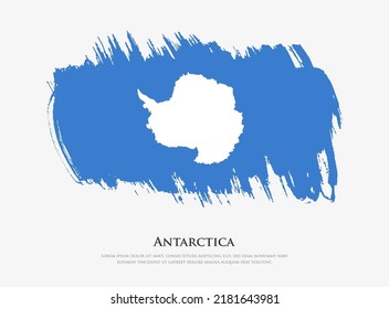 Bandera texturizada creativa de la Antártida con ilustración vectorial de trazos de pincel