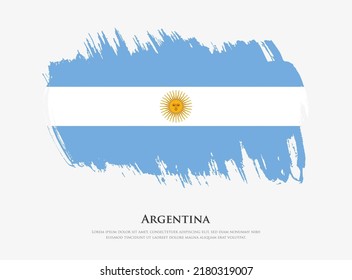 Creative textured flag of Argentina with brush strokes vector illustration