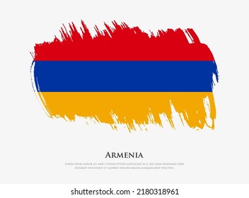 Bandera texturizada creativa de Armenia con ilustración vectorial de pinceladas de pincel