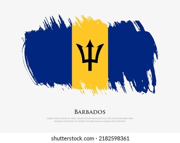 Creative textured flag of Barbados with brush strokes vector illustration