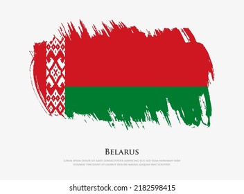 Bandera de Bielorrusia con textura creativa con pinceladas de pincel ilustración vectorial