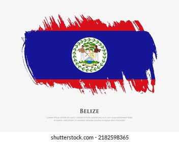 Bandera texturizada creativa de Belice con ilustración vectorial de pinceladas de pincel