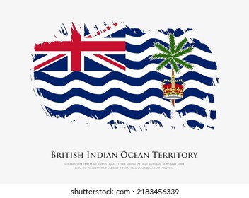 Bandera texturizada creativa del Territorio Británico del Océano Índico con ilustraciones vectoriales de pinceladas de pincel
