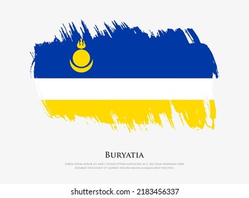 Creative textured flag of Buryatia with brush strokes vector illustration