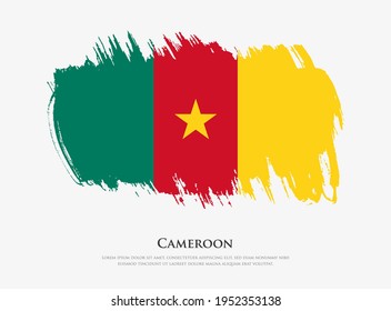 Bandera texturizada creativa de Camerún con ilustración vectorial de pinceladas de pincel