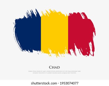 Creative textured flag of Chad with brush strokes vector illustration