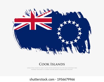 Creative textured flag of Cook Islands with brush strokes vector illustration