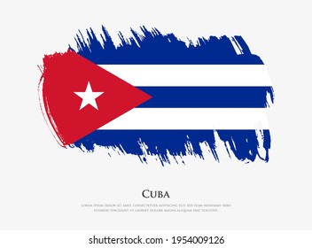 Bandera texturizada creativa de Cuba con pinceladas de pincel ilustración vectorial
