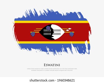 Creative textured flag of Eswatini with brush strokes vector illustration