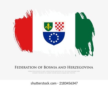 Creative textured flag of Federation of Bosnia and Herzegovina with brush strokes vector illustration