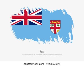 Creative textured flag of Fiji with brush strokes vector illustration