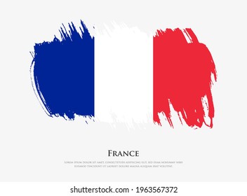 Creative textured flag of France with brush strokes vector illustration