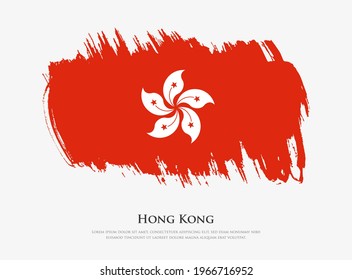 Bandera texturizada creativa de Hong Kong con ilustración vectorial de pinceladas de pincel