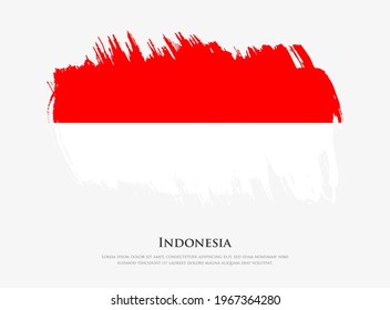 Creative textured flag of Indonesia with brush strokes vector illustration