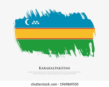 Creative textured flag of Karakalpakstan with brush strokes vector illustration