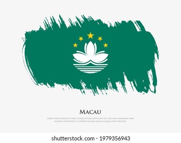 Creative textured flag of Macau with brush strokes vector illustration