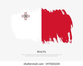 Creative textured flag of Malta with brush strokes vector illustration