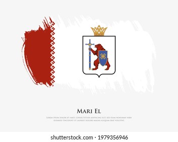 Bandera texturizada creativa de Mari El con ilustración vectorial de pinceladas de pincel