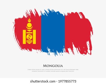 Creative textured flag of Mongolia with brush strokes vector illustration