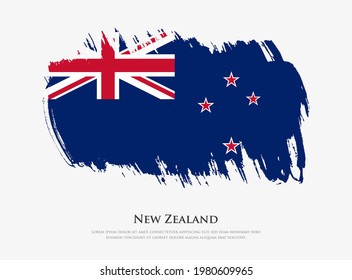 Creative textured flag of New Zealand with brush strokes vector illustration