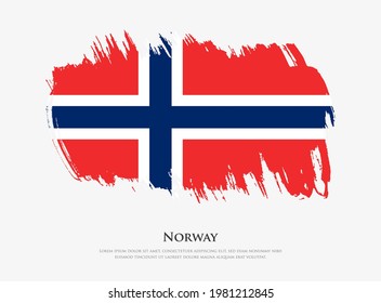 Bandera texturizada creativa de Noruega con ilustración vectorial de pinceladas de pincel