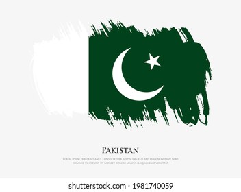 Creative textured flag of Pakistan with brush strokes vector illustration