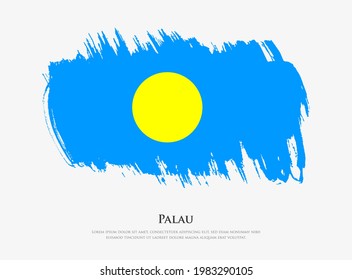 Creative textured flag of Palau with brush strokes vector illustration