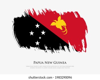 Creative textured flag of Papua New Guinea with brush strokes vector illustration
