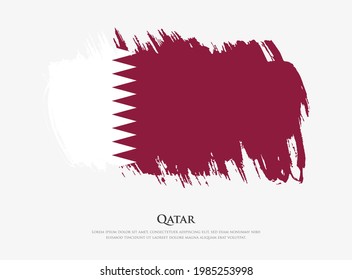 Creative textured flag of Qatar with brush strokes vector illustration