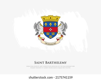 Bandera texturizada creativa de San Bartolomé con ilustración vectorial de trazos de pincel