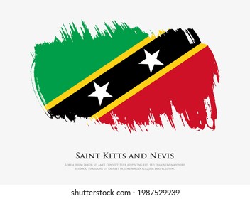 Bandera texturizada creativa de Saint Kitts y Nevis con pinceladas de pincel ilustración vectorial