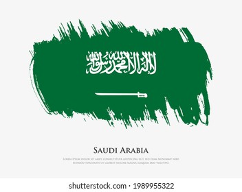 Creative textured flag of Saudi Arabia with brush strokes vector illustration