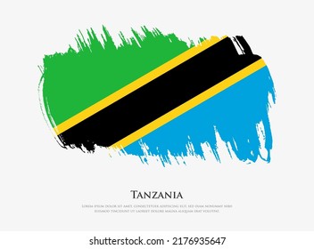 Bandera texturizada creativa de Tanzania con ilustración vectorial de pinceladas de pincel