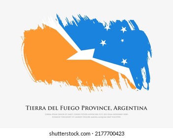 Creative textured flag of Tierra del Fuego Province, Argentina with brush strokes vector illustration