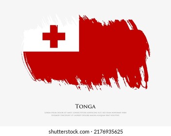 Creative textured flag of Tonga with brush strokes vector illustration