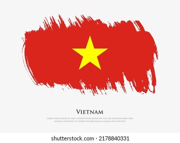 Bandera de Vietnam texturizada creativa con ilustración vectorial de pinceladas de pincel