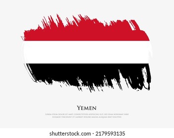 Creative textured flag of Yemen with brush strokes vector illustration