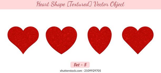 Creative Textured Heart shape object set, Heart shape vector object set created on white background.