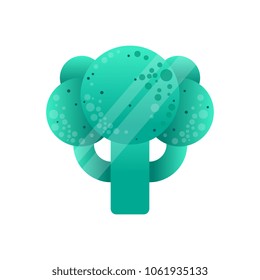 Creative textured icon of green broccoli with gradient. Organic vegetable. Vegetarian nutrition. Natural product. Flat vector