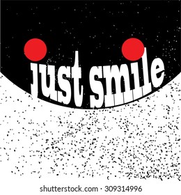Creative Textured Vector Emoticon with Motivational Quote - Just Smile
