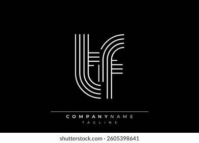 Creative TF lines letter logo design. A simplistic and elegant abstract logo design with linear patterns and initials, suitable for contemporary branding.