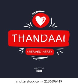 Creative (Thandaai) drink, Thandaai sticker, vector illustration.