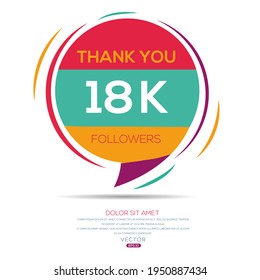 Creative Thank you (18k, 18000) followers celebration template design for social network and follower ,Vector illustration.