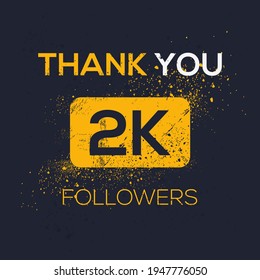 Creative Thank you (2k, 2000) followers celebration template design for social network and follower ,Vector illustration.