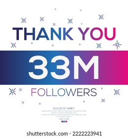 Creative Dankeschön (33 Millionen, 33000000) Anhänger feiern Vorlagendesign für Social Network und Anhänger ,Vektorgrafik.